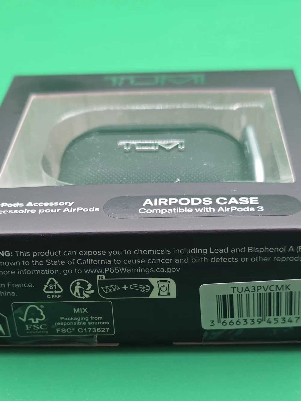 TUMI Black AirPods Case with Carabiner - Compatible with AirPods 3